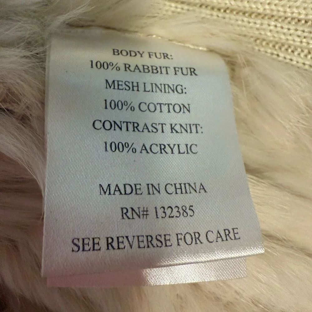 Love Token Cream Rabbit Fur Vest Large - Picture 7 of 10